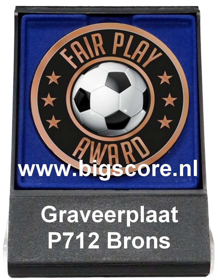 Voetbal Fair Play Acryl in medailledoosje Blauw-Zwart G/Z/B